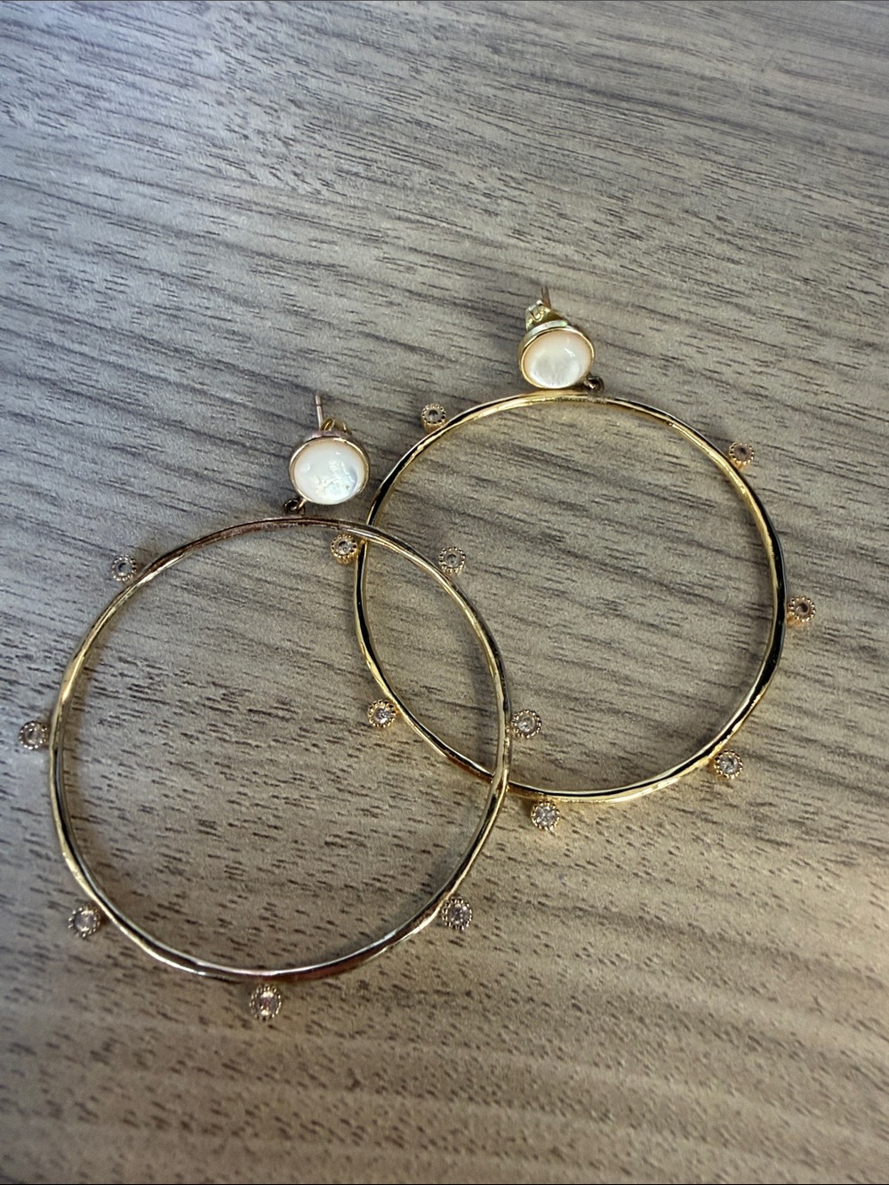Gorjana Gold Hoop Earrings with Pearl Studs and Crystal Drops